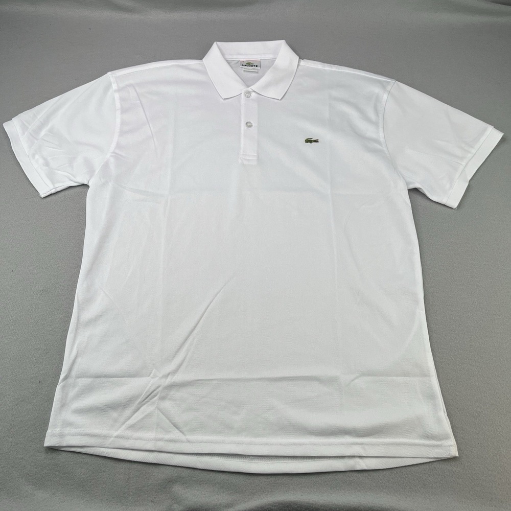 Lacoste Polo Shirt Mens 7 (XL) White 100% Cotton Golf Tennis Collared Polo